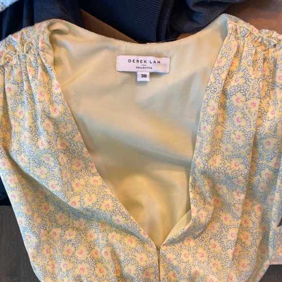 Women’s Derek Lam 10 Crosby Jumpsuit in Yellow 
Ditzie Pattern Tie Waist sz 44/8 - Picture 12 of 13